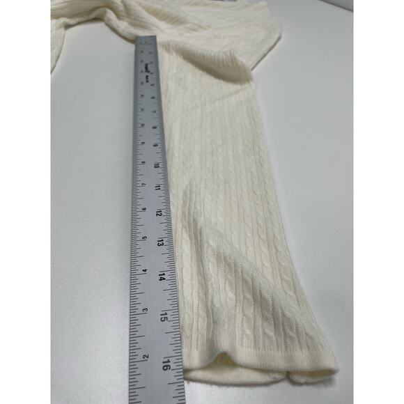 2 Piece Cardigan Sweater Set Long Sleeve T-Shirt Top Cream Knit Large Fisherman - Picture 15 of 15